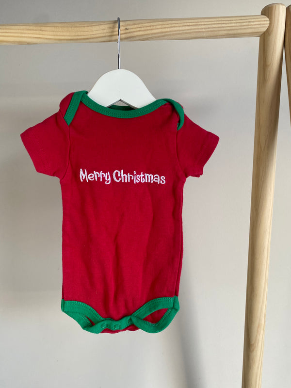 Christmas T-Shirt Onesie (0-3 Months)