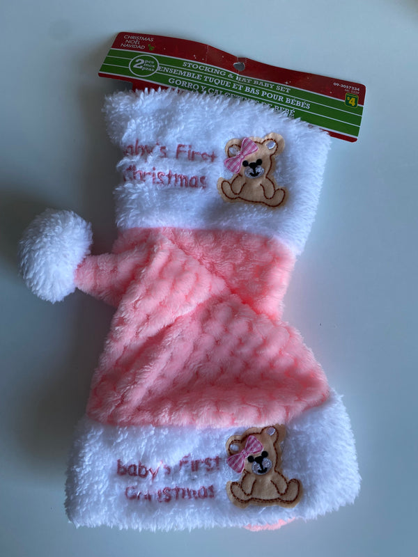 Babies First Christmas Stocking & Hat