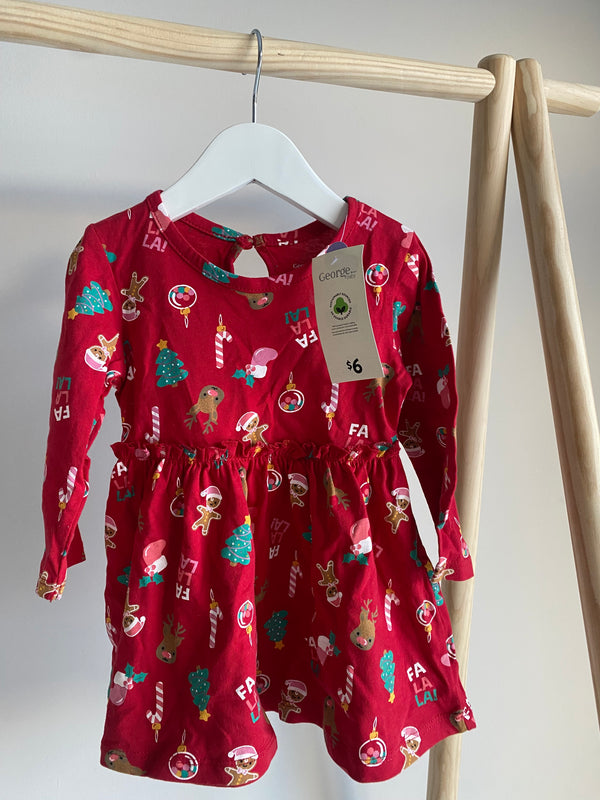 GEORGE Christmas Dress (6-12 Months)