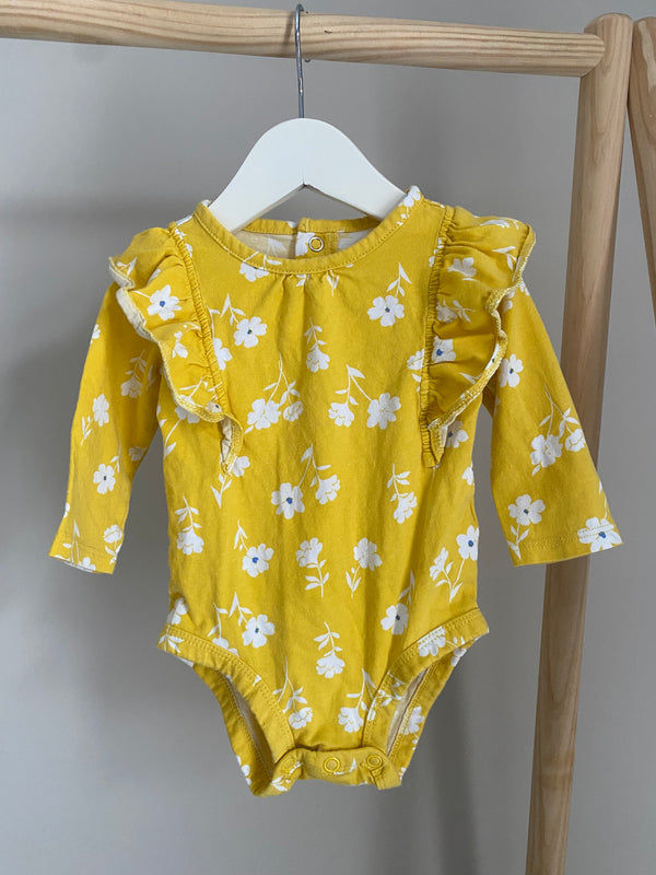 CARTERS Flower Print Long Sleeve Onesie (6 Months)