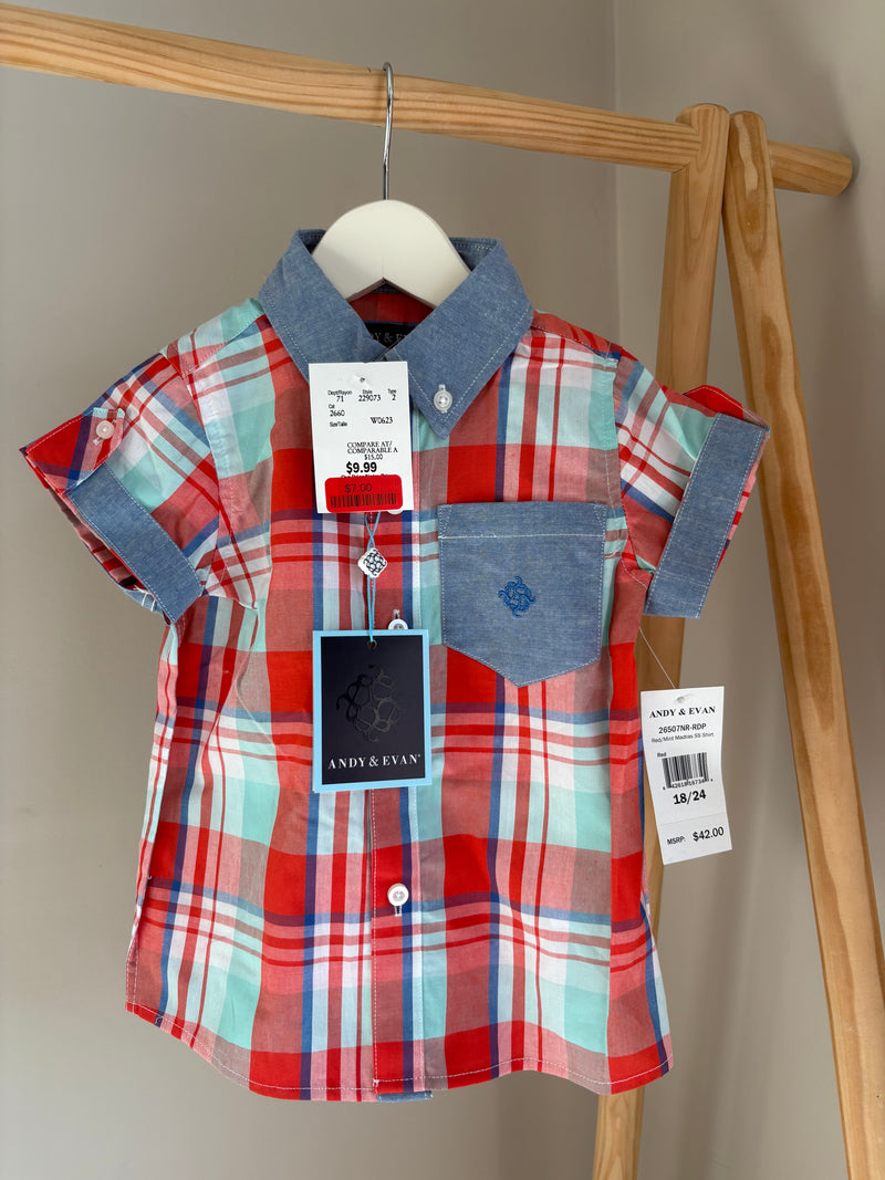 ANDY & EVAN Plaid Top (18-24 Months)